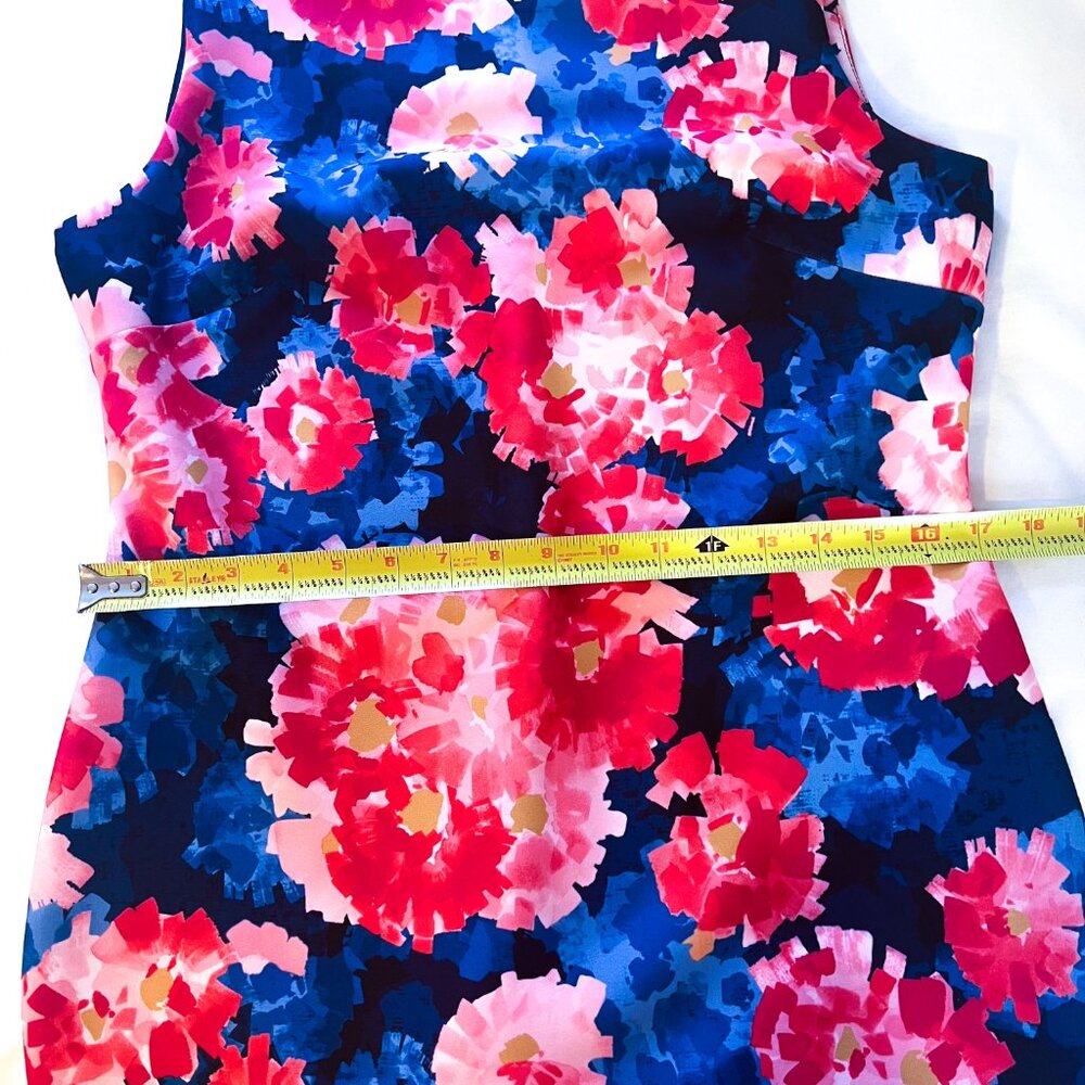 Tommy Hilfiger navy floral scuba sheath dress! Size 12 Navy blue red pink - Picture 8 of 11